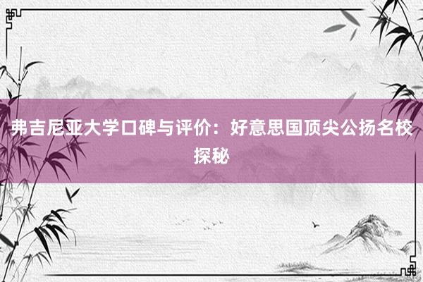 弗吉尼亚大学口碑与评价：好意思国顶尖公扬名校探秘